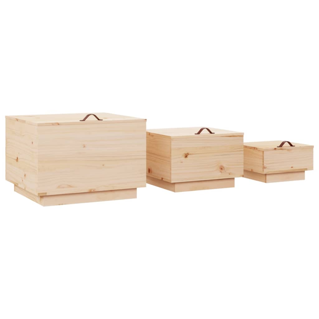 vidaXL Storage Boxes with Lids 3 pcs Solid Wood Pine