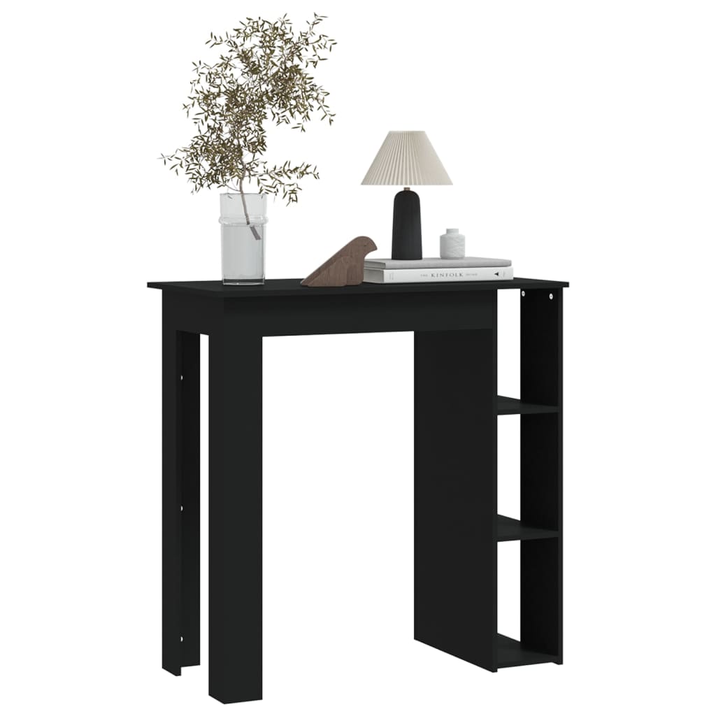 vidaXL Bar Table with Shelf Black 102x50x103.5 cm Engineered Wood
