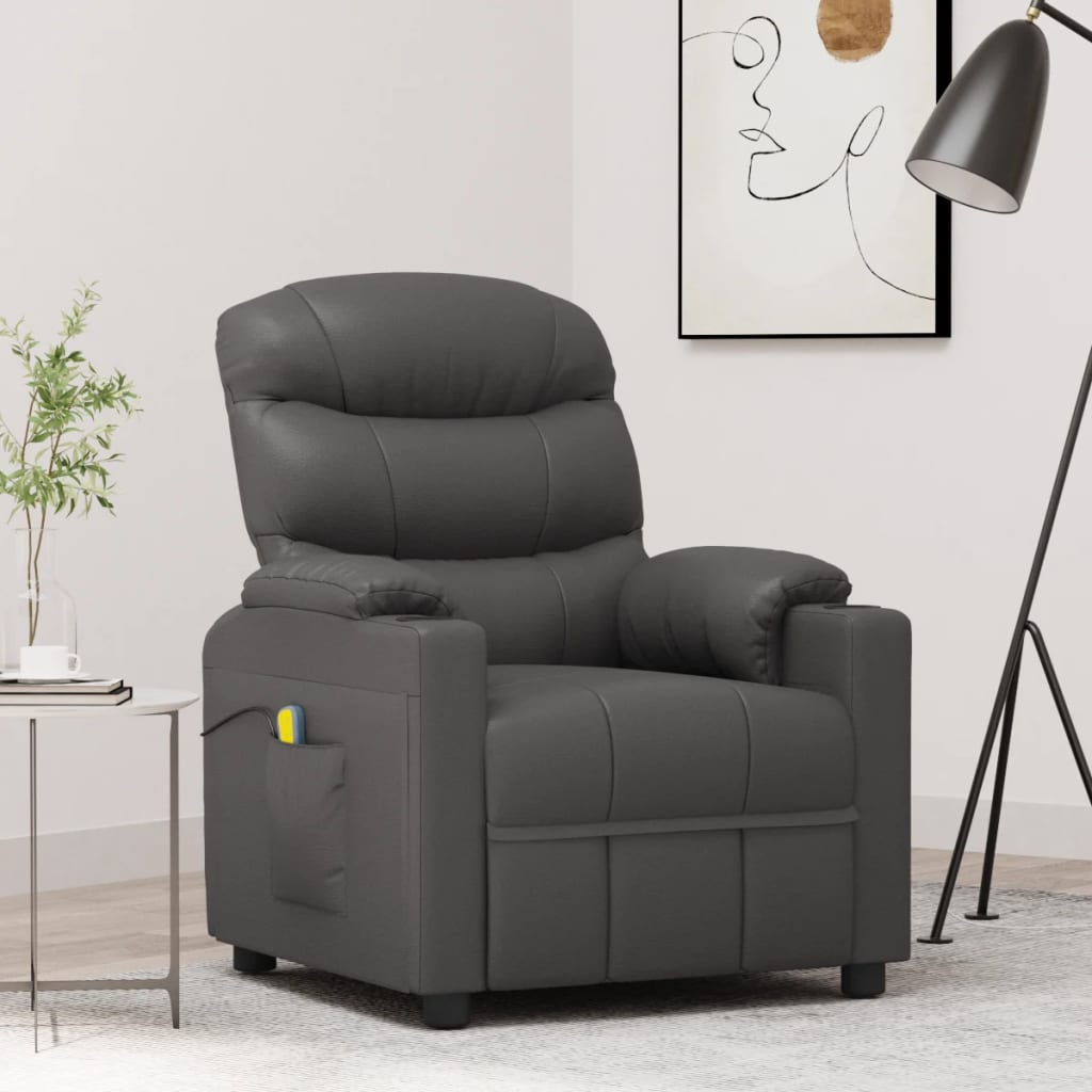 vidaXL Massage Chair Grey Faux Leather