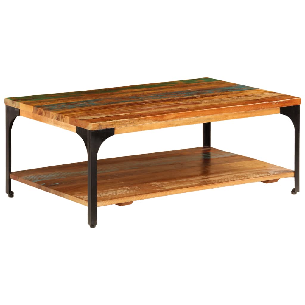 vidaXL Coffee Table with Shelf 100x60x35 cm Solid Reclaimed Wood