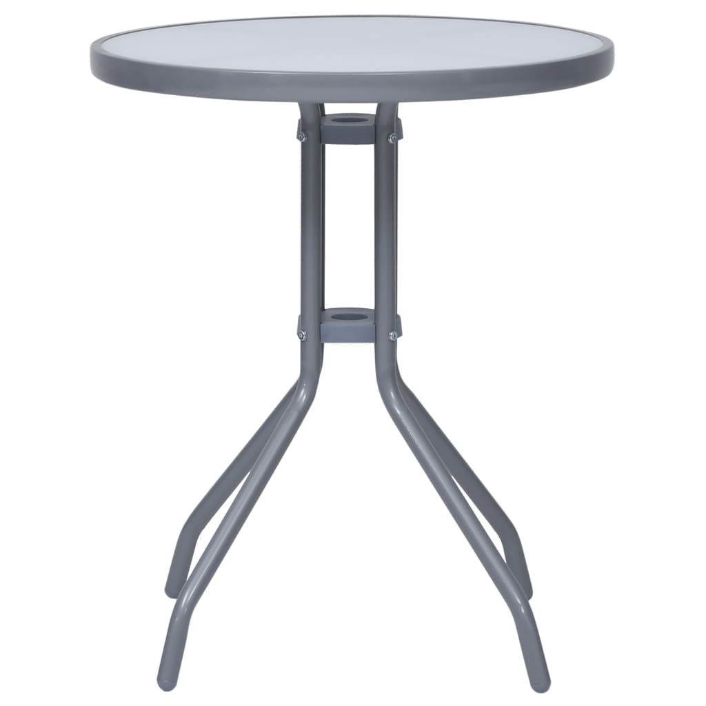 vidaXL Garden Table Light Grey 60 cm Steel and Glass