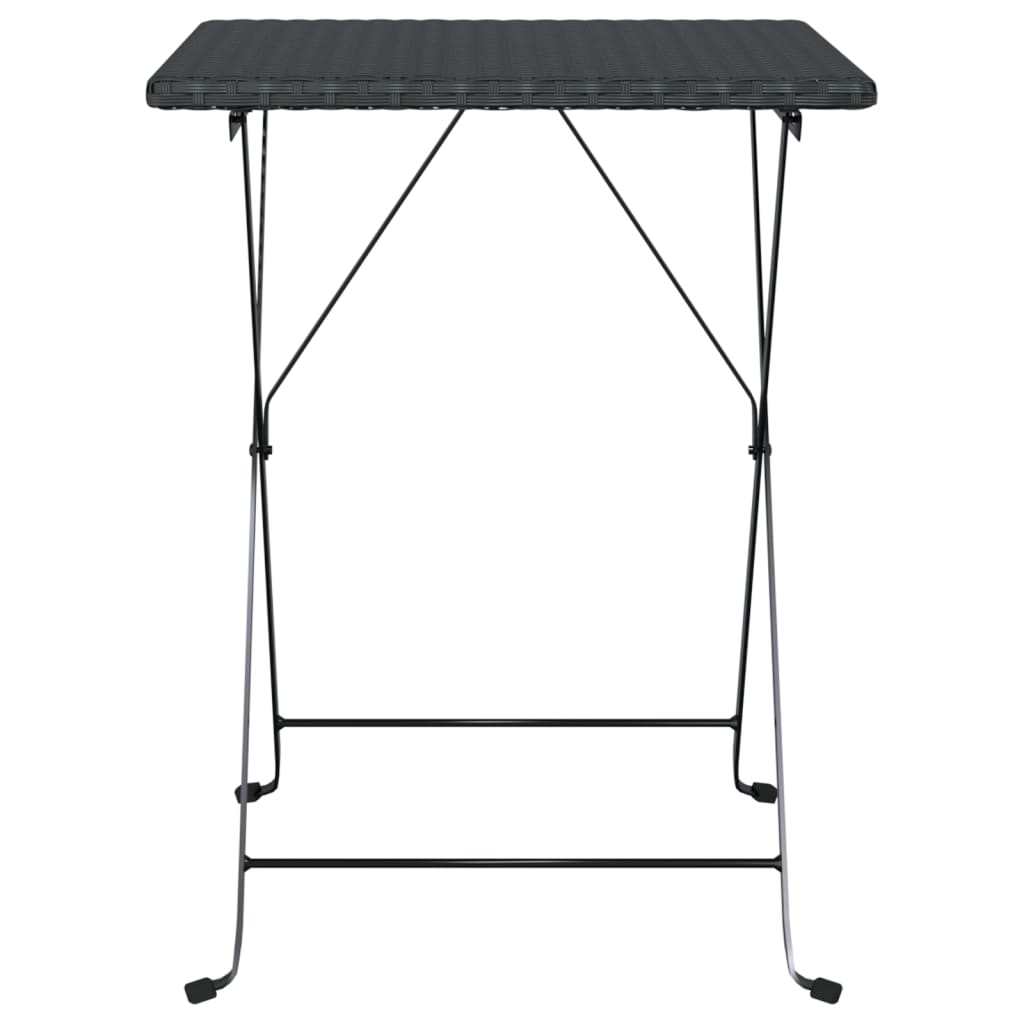 vidaXL Folding Bistro Table Black 55x54x71 cm Poly Rattan