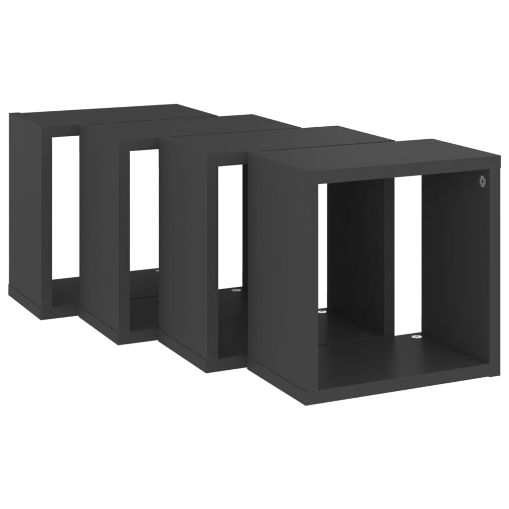 vidaXL Wall Cube Shelves 4 pcs Grey 26x15x26 cm
