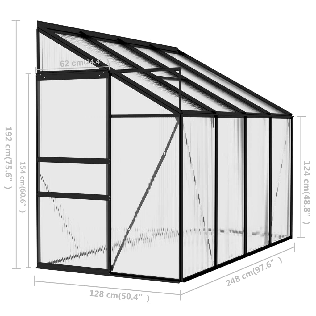 vidaXL Greenhouse Anthracite Aluminium 5.02 m³