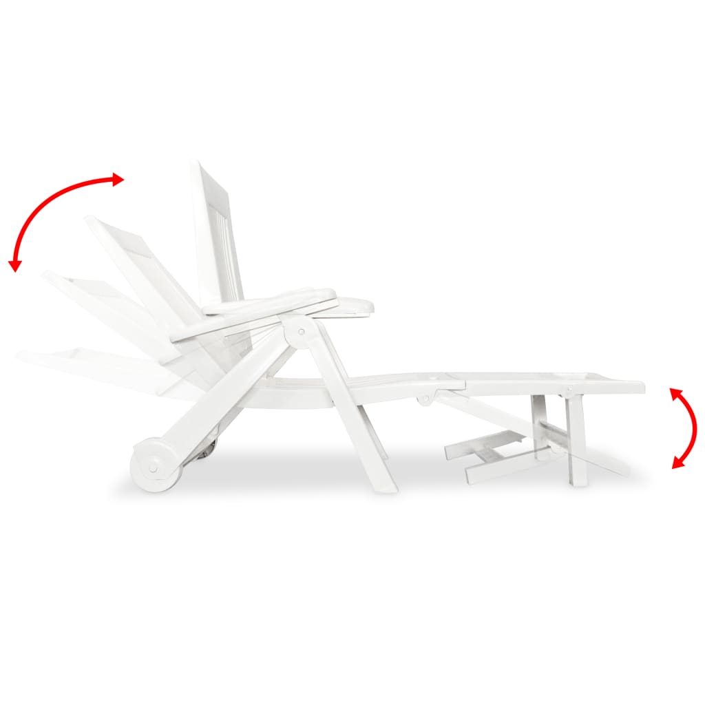 vidaXL Sun Lounger with Footrest Plastic White