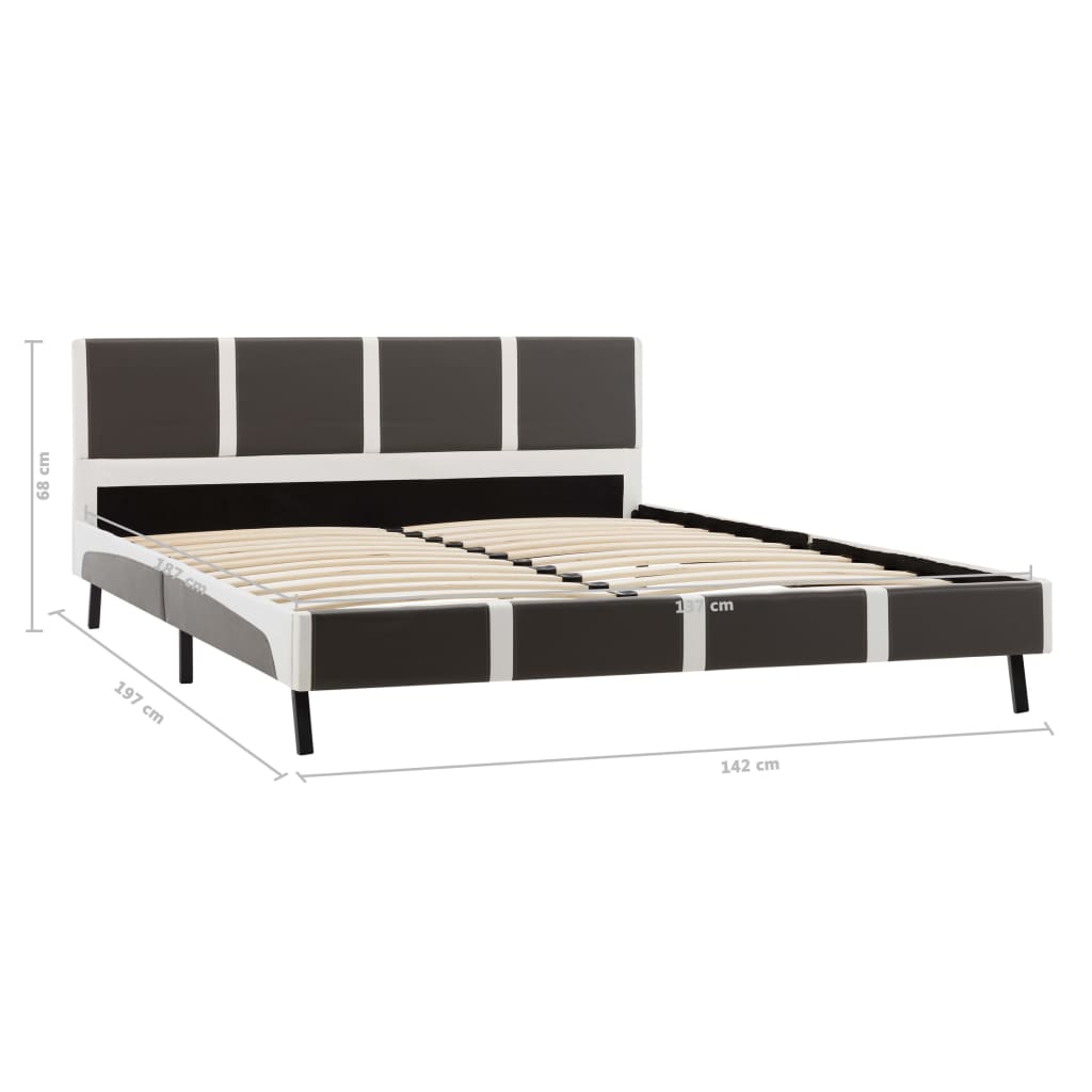 vidaXL Bed Frame Grey and White Faux Leather 137x187 cm Double Size