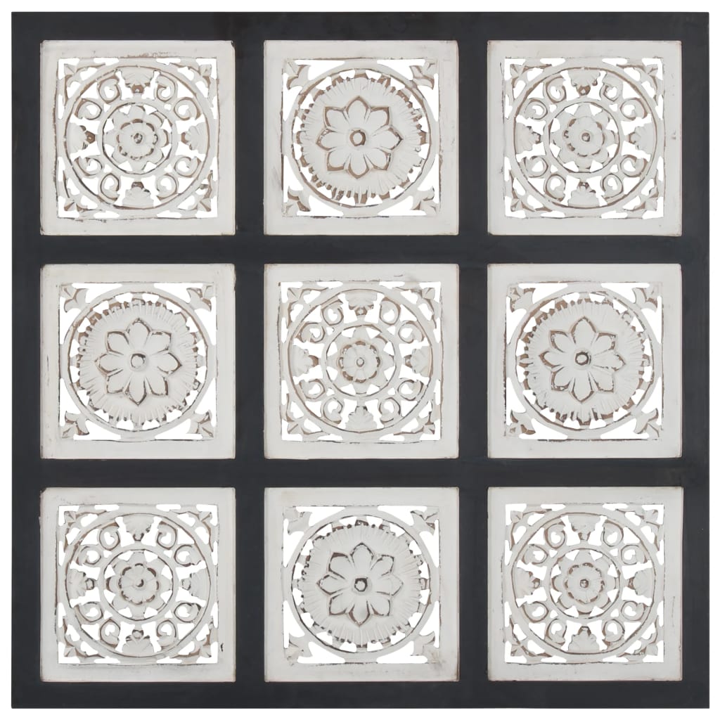 vidaXL Hand-Carved Wall Panel MDF 60x60x1.5 cm Black and White