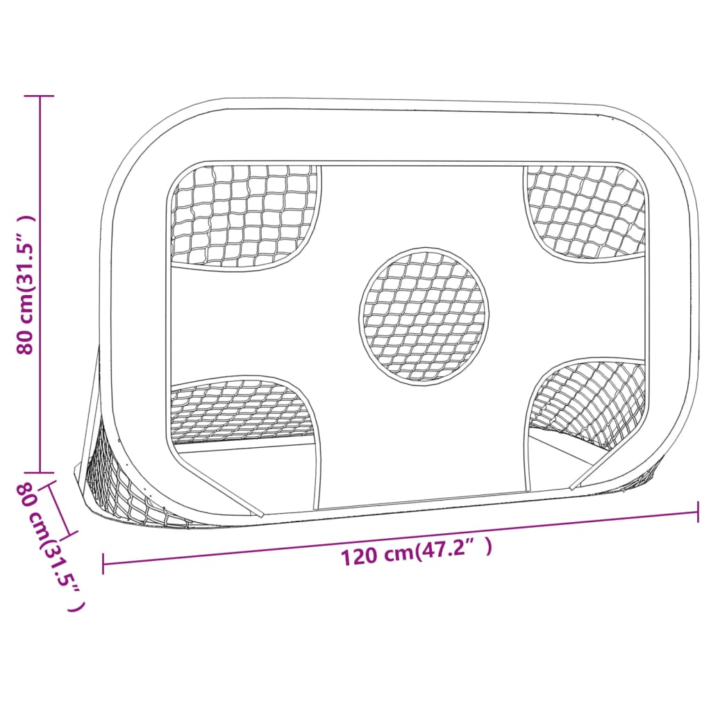 vidaXL Football Goal Net with Target 120x80x80 cm Polyester