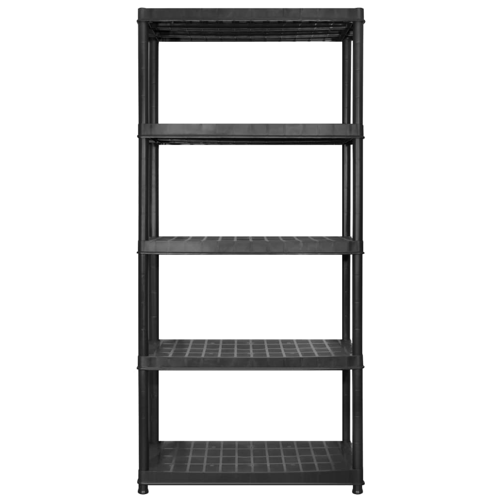 vidaXL Storage Shelf 5-Tier Black 340x40x185 cm Plastic