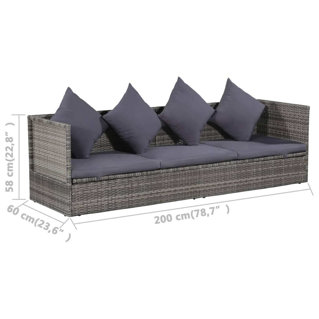vidaXL Garden Bed Grey 200x60 cm Poly Rattan