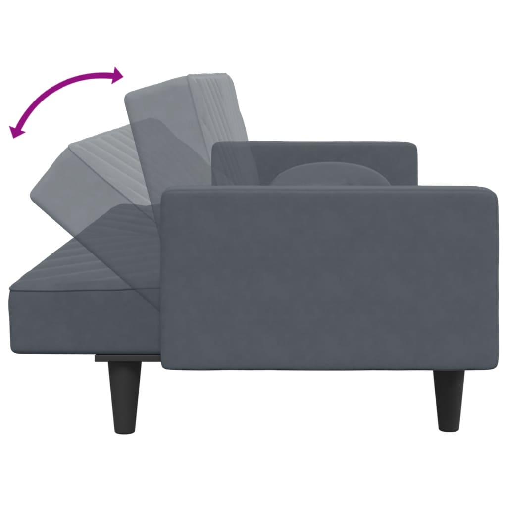 vidaXL 2 Piece Sofa Set with Pillows Dark Grey Velvet