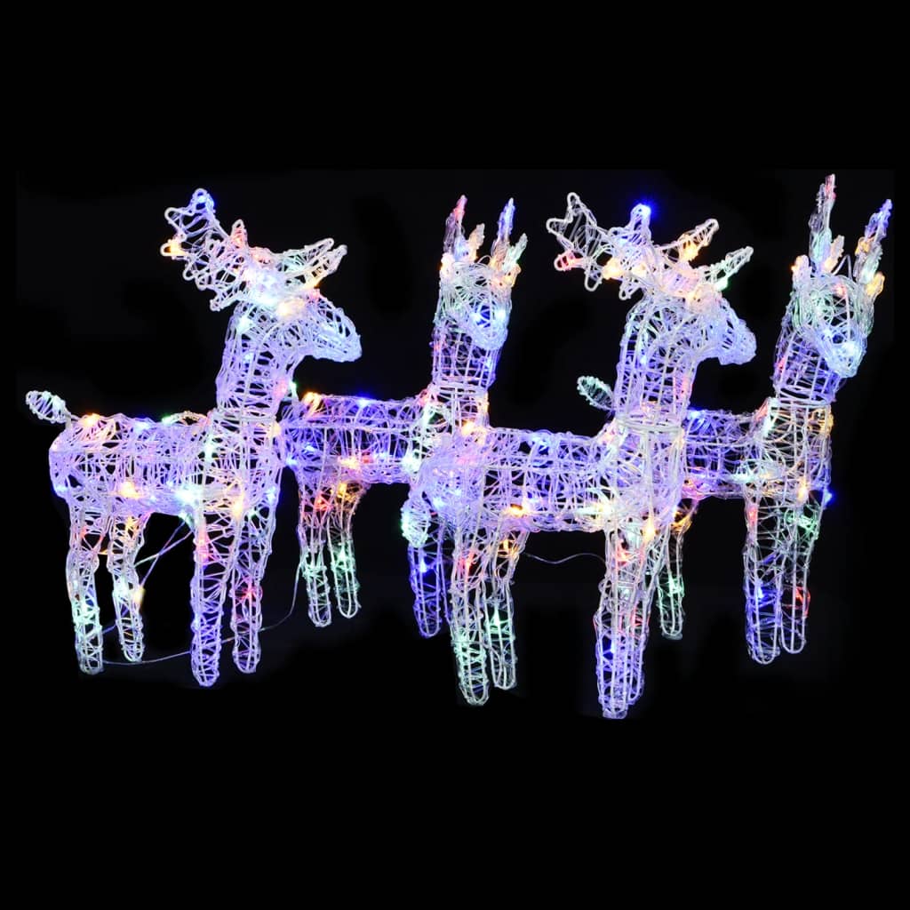 vidaXL Christmas Reindeers 4 pcs Multicolour 160 LEDs Acrylic