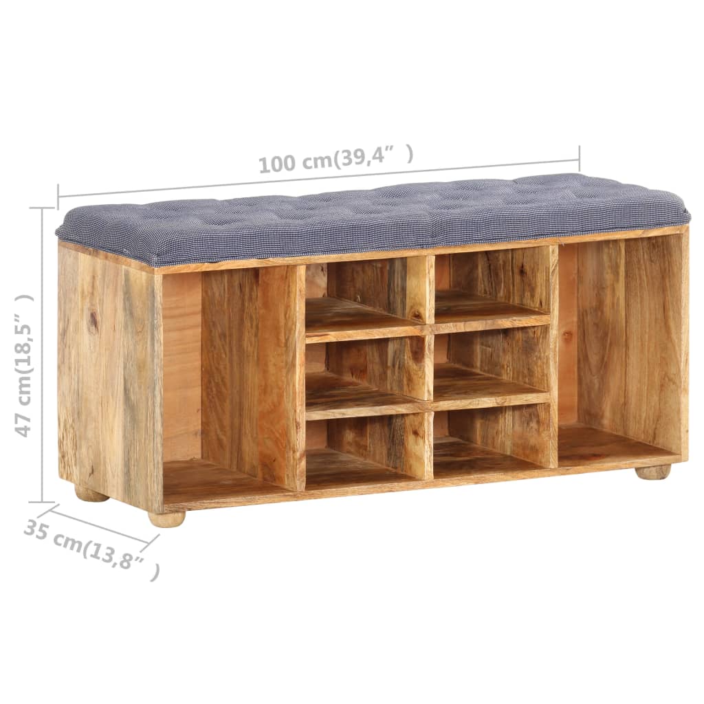 vidaXL Hall Bench 100x35x47 cm Solid Mango Wood