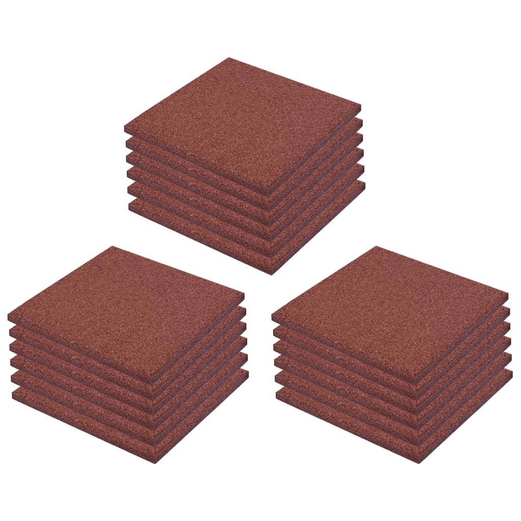vidaXL Fall Protection Tiles 18 pcs Rubber 50x50x3 cm Red