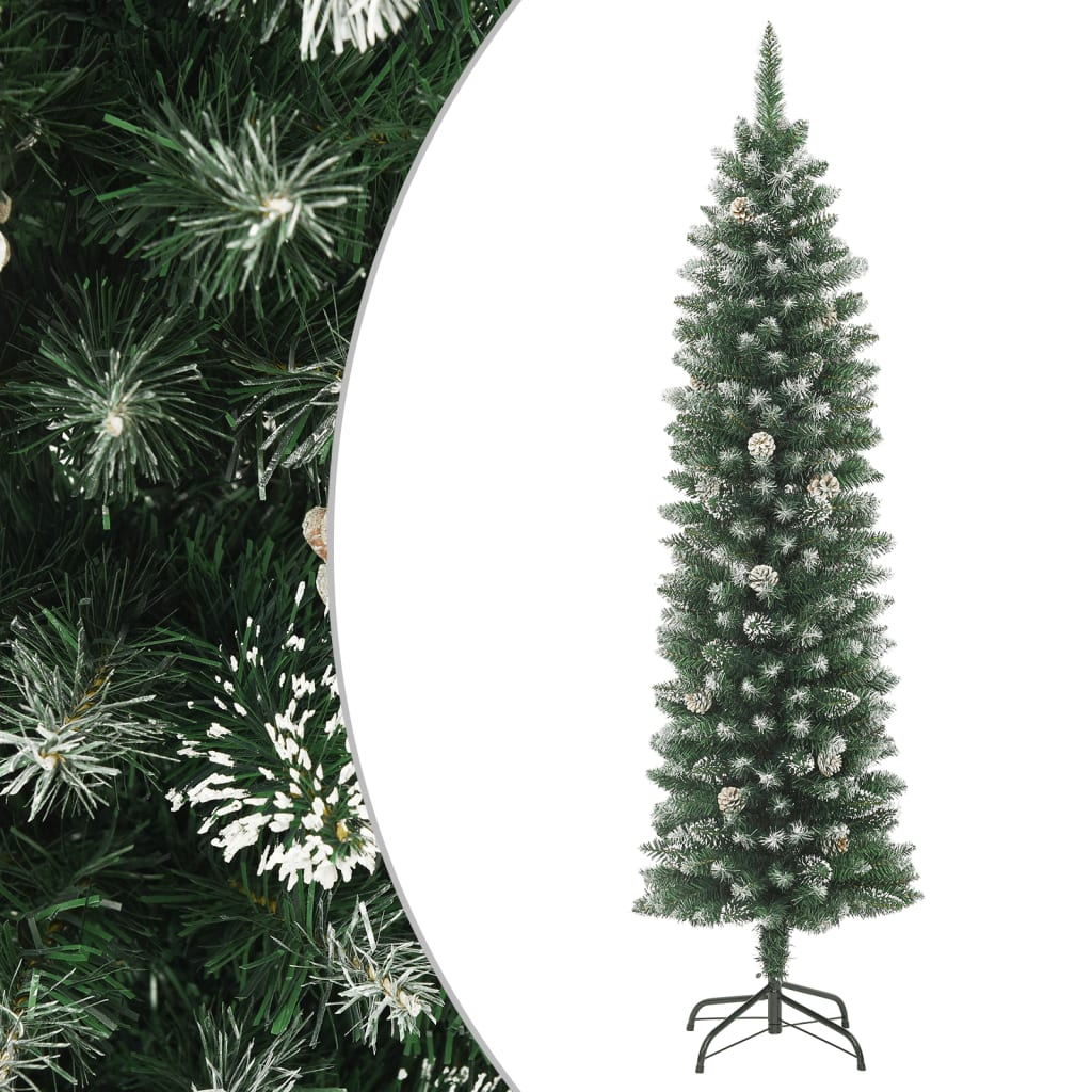 vidaXL Artificial Slim Christmas Tree with Stand 180 cm PVC