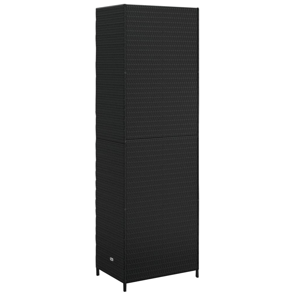 vidaXL Garden Storage Cabinet Black 59x40x180 cm Poly Rattan