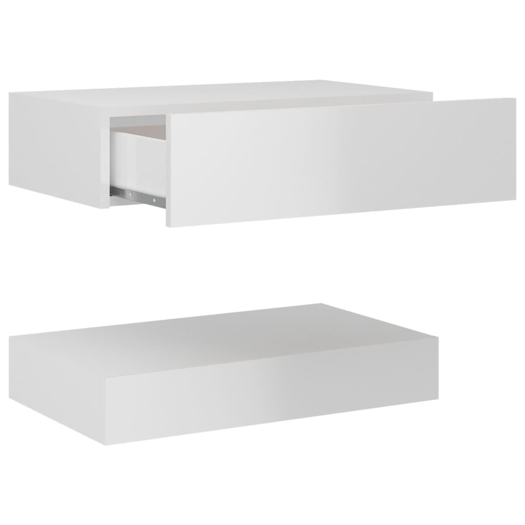 vidaXL Bedside Cabinet High Gloss White 60x35 cm Engineered Wood