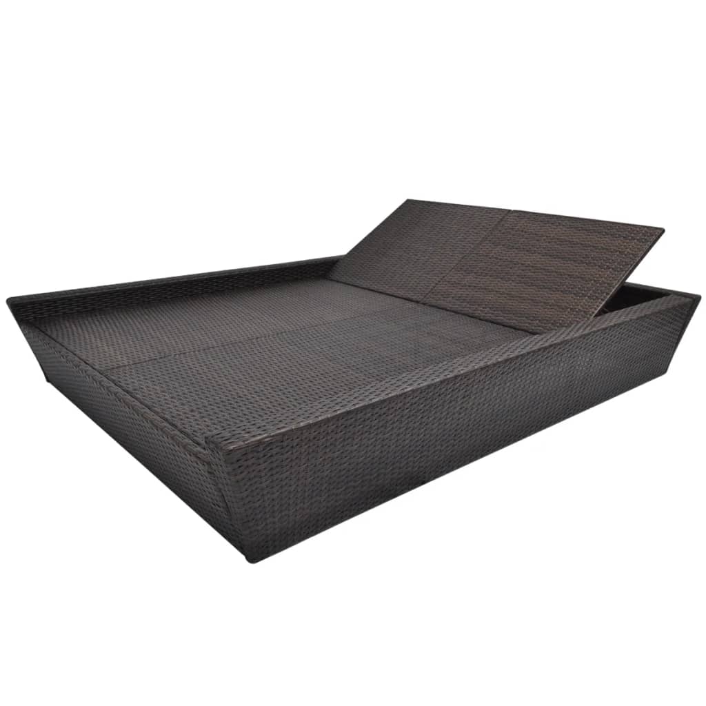 vidaXL Outdoor Lounge Bed with Cushion Poly Rattan Brown