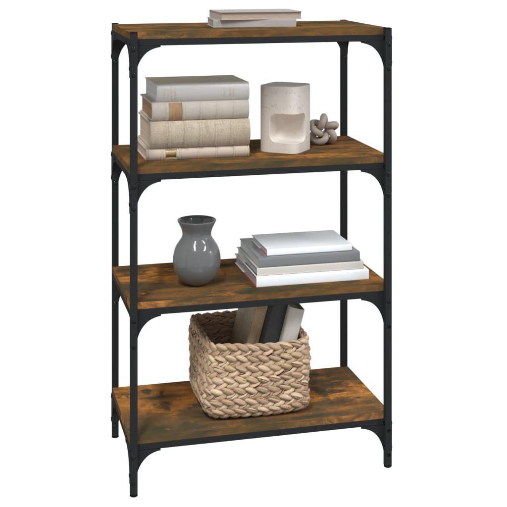 vidaXL Book Cabinet Smoked Oak 60x33x100 cm Engineered Wood and Steel