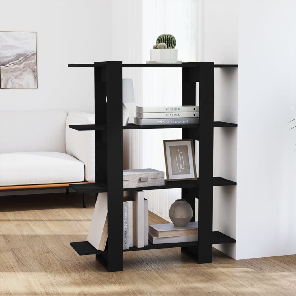 vidaXL Book Cabinet/Room Divider Black 100x30x123.5 cm