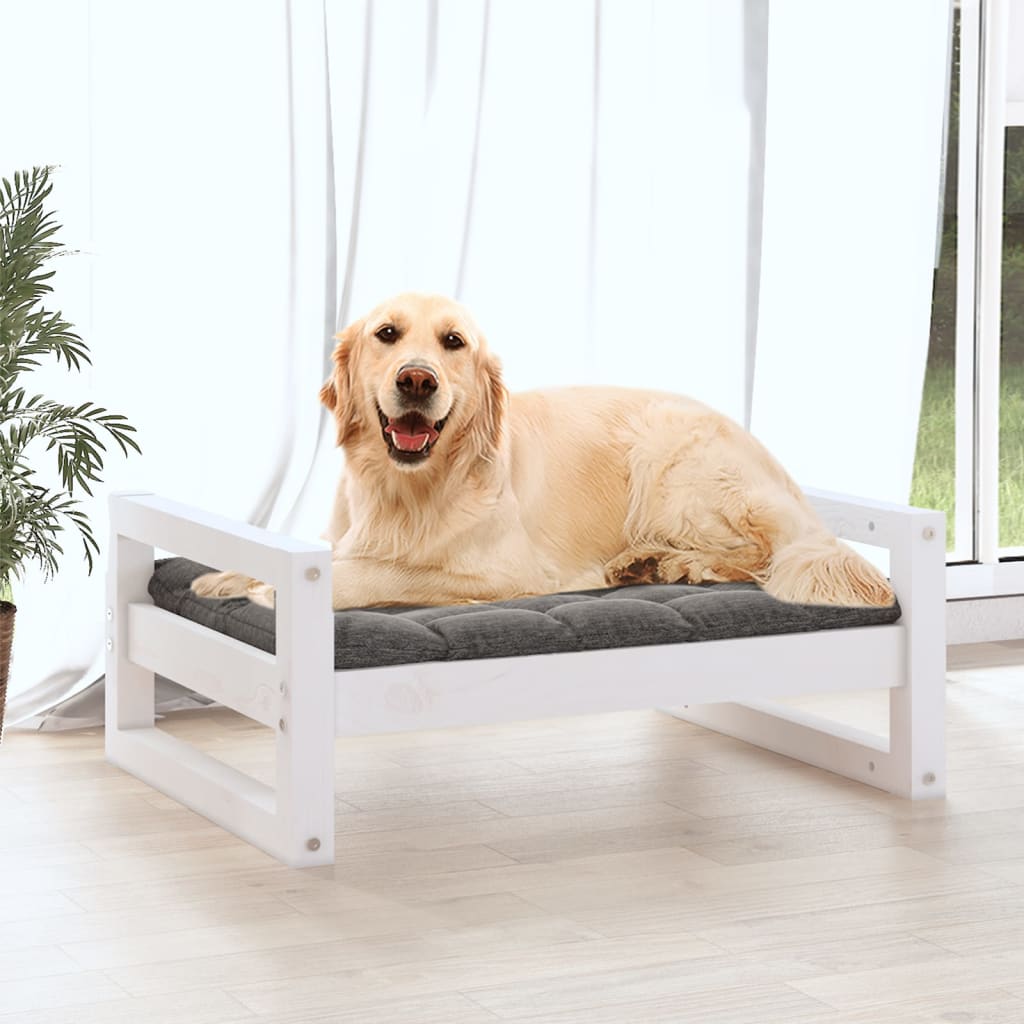 vidaXL Dog Bed White 75.5x55.5x28 cm Solid Pine Wood