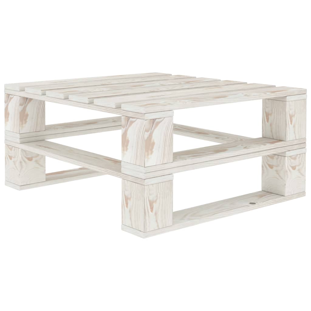 vidaXL Garden Pallet Table White Wood