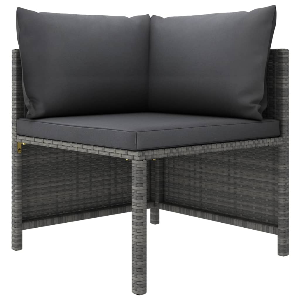 vidaXL 4-Seater Garden Sofa with Cushions Grey Poly Rattan