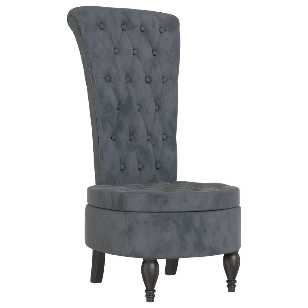 vidaXL High Back Chair Dark Grey Velvet Button Design