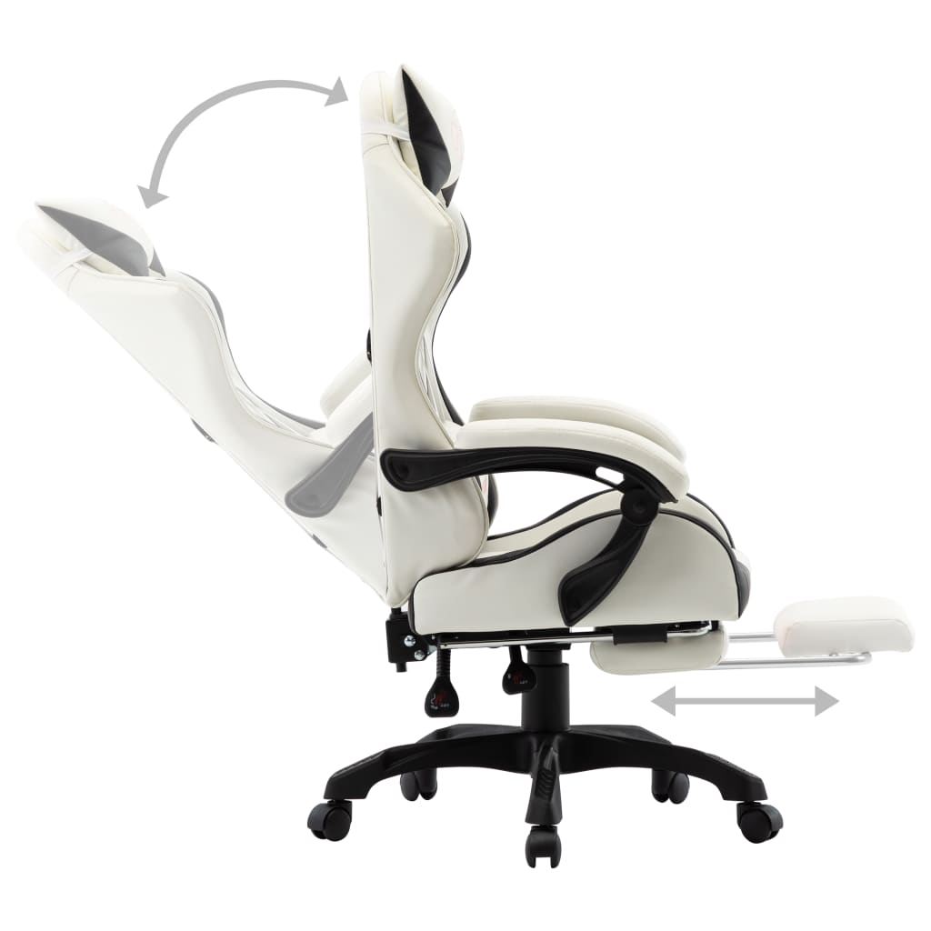 vidaXL Racing Chair with Footrest Black and White Faux Leather