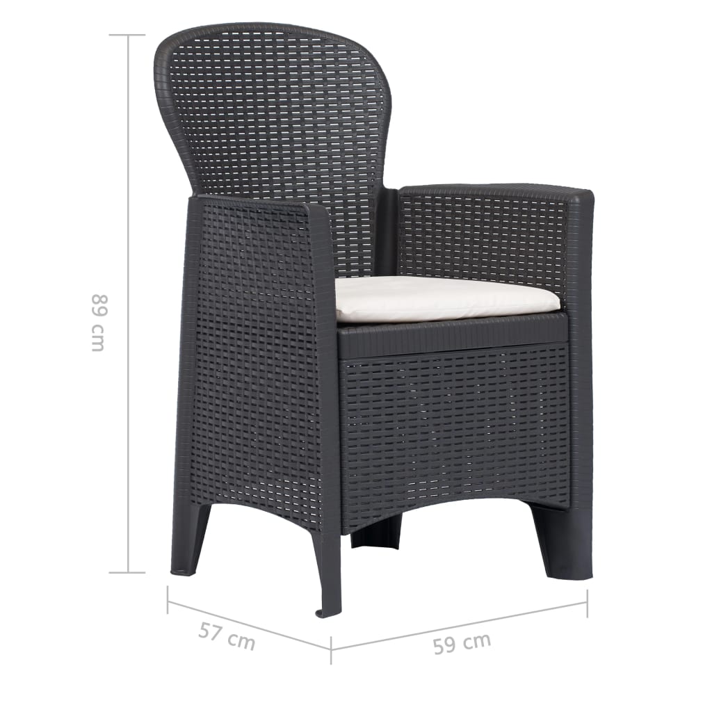 vidaXL Garden Chair 2 pcs with Cushion Brown Plastic Rattan Look