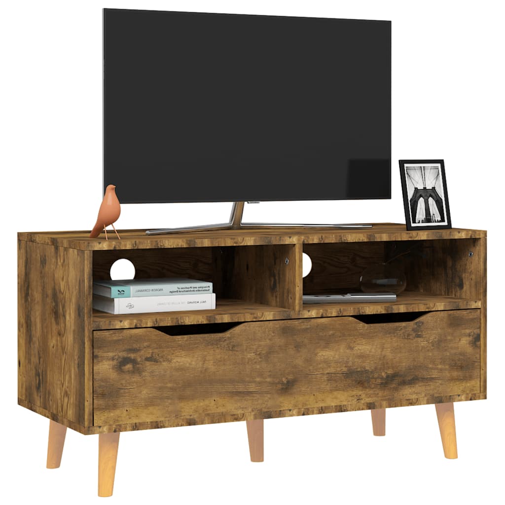 vidaXL TV Cabinet Smoked Oak 90x40x48.5 cm Engineered Wood
