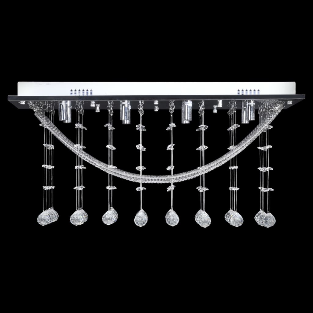 vidaXL White Ceiling Lamp with Glittering Glass Crystal Beads 8 x G9 29 cm