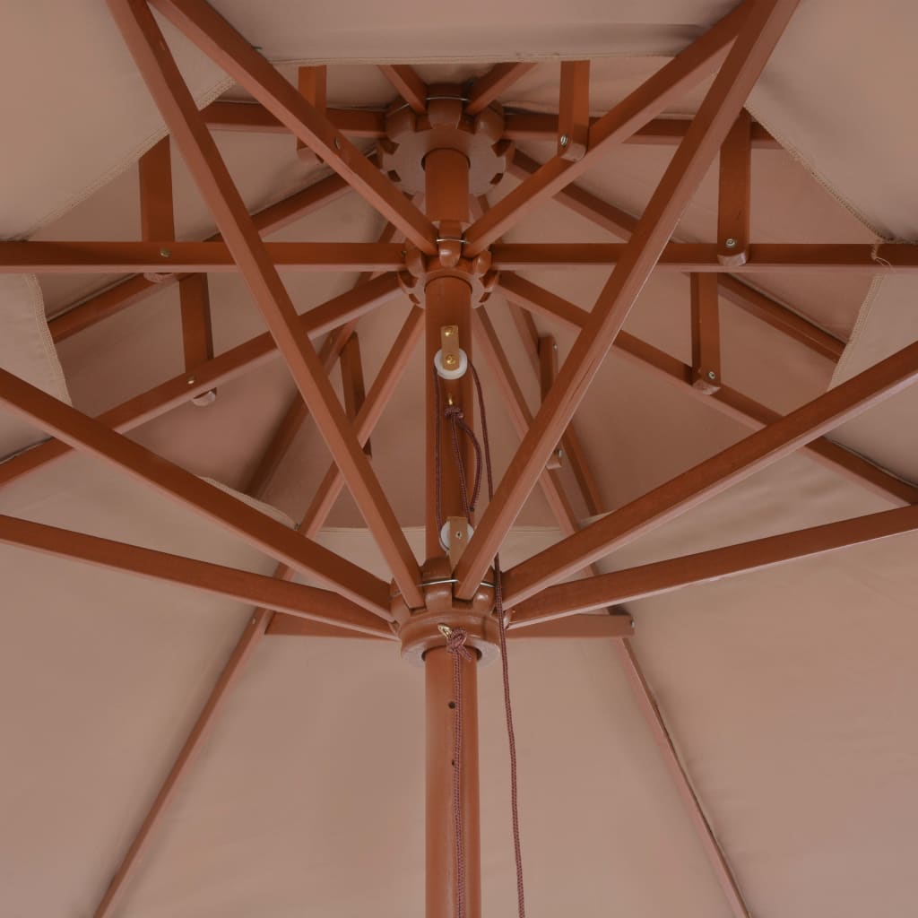 vidaXL Double Decker Parasol with Wooden Pole 270 cm Taupe