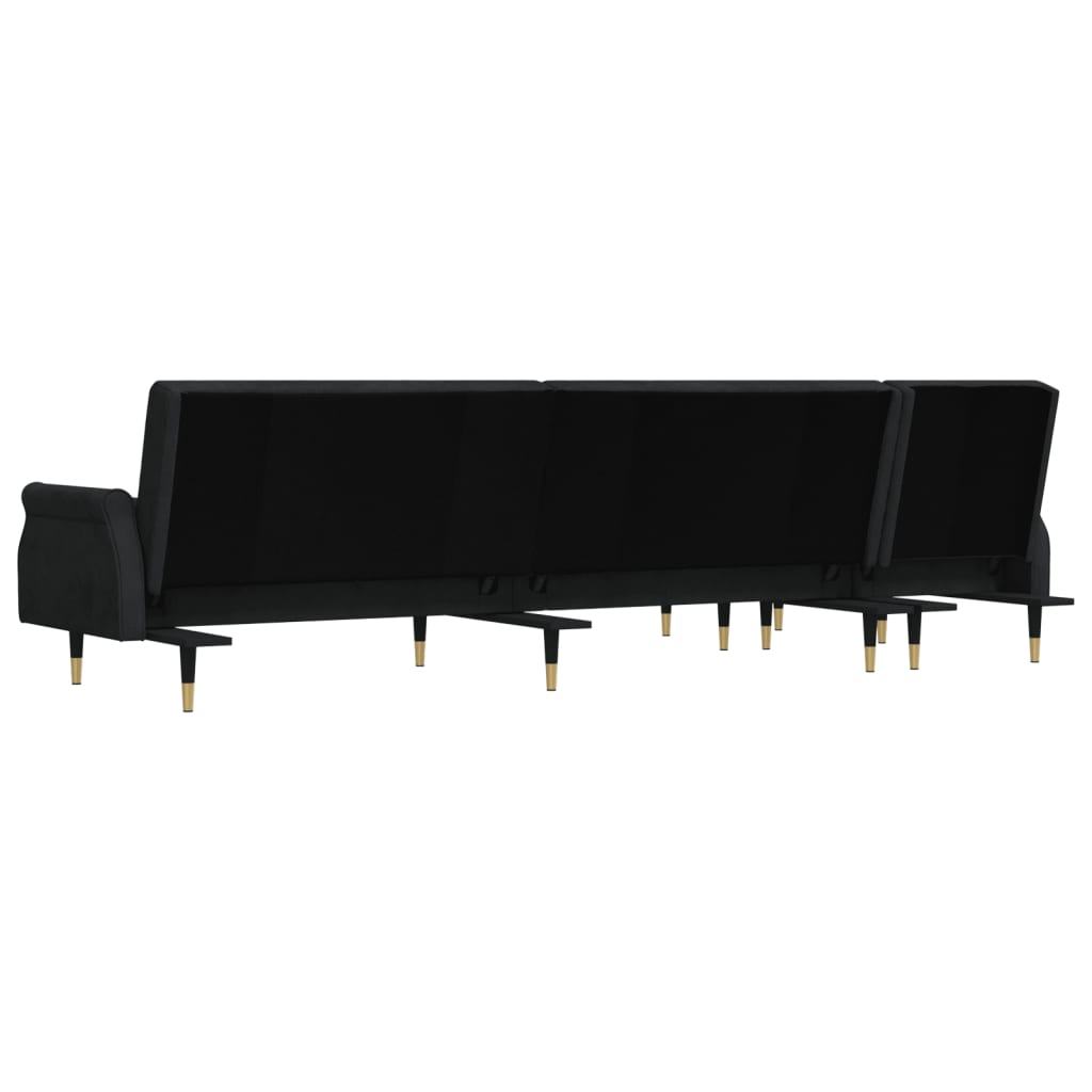 vidaXL L-shaped Sofa Bed Black 271x140x70 cm Velvet