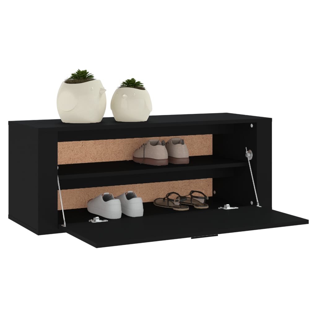 vidaXL Wall Shoe Cabinet Black 100x35x38 cm Engineered Wood