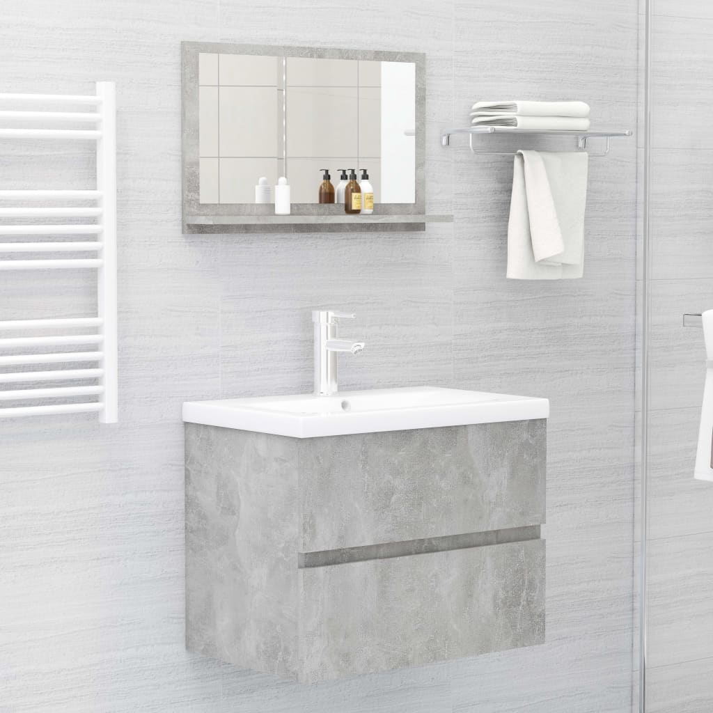 vidaXL Bathroom Mirror Concrete Grey 60x10.5x37 cm Engineered Wood