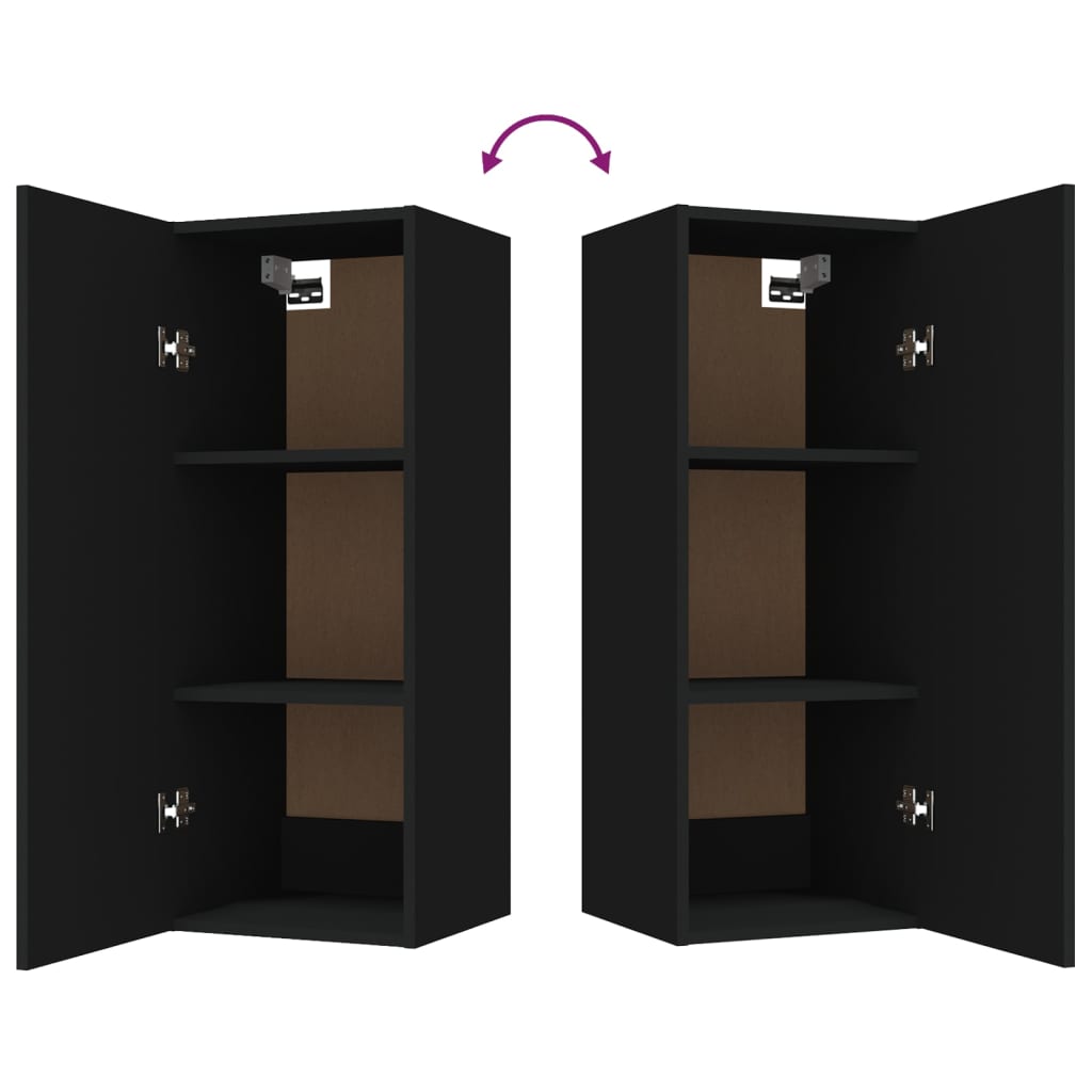 vidaXL Hanging Wall Cabinet Black 34.5x34x90 cm Engineered Wood