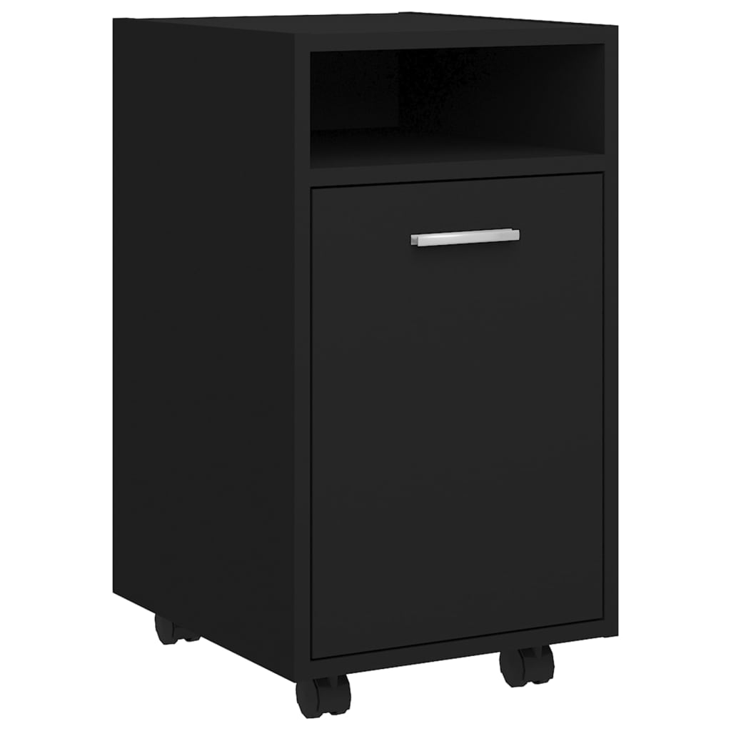 vidaXL Side Cabinet with Wheels Black 33x38x60 cm Engineered Wood