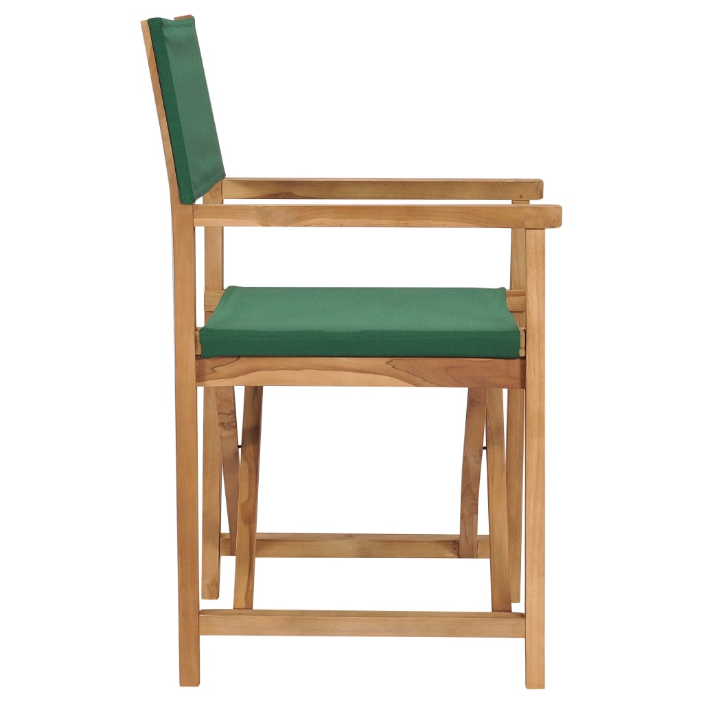vidaXL Folding Director's Chair Solid Teak Wood Green