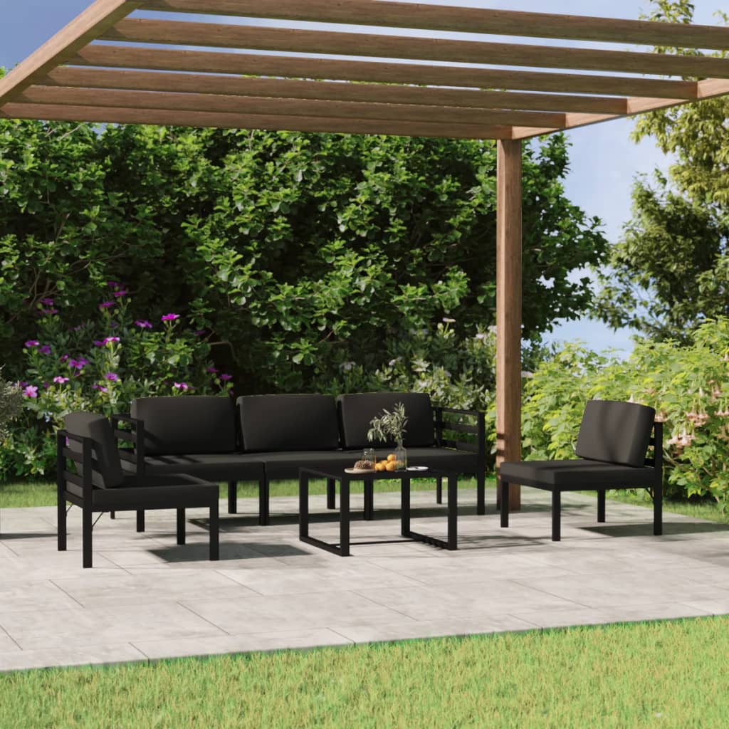 vidaXL 6 Piece Garden Lounge Set with Cushions Aluminium Anthracite