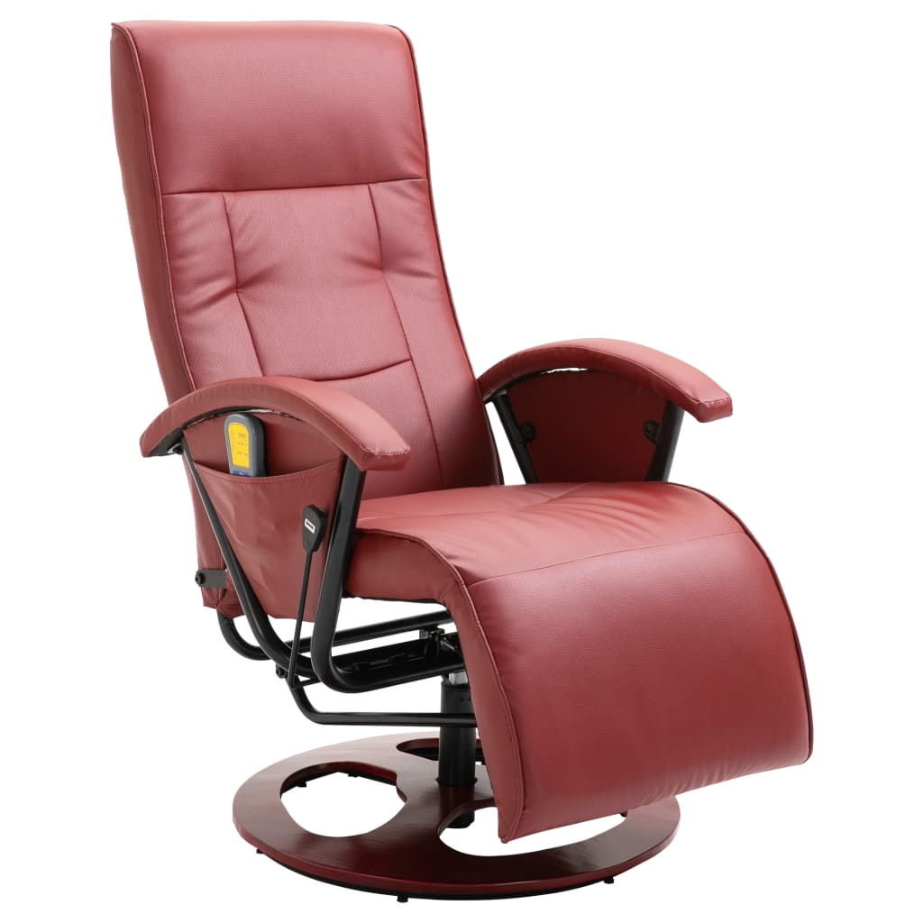 vidaXL Massage Chair Wine Red Faux Leather