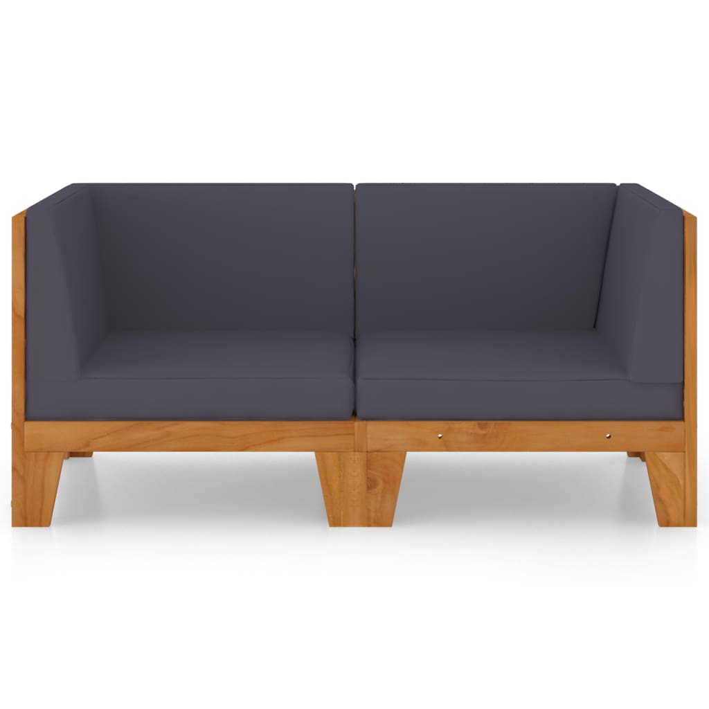 vidaXL 2-Seater Sofa with Dark Grey Cushions Solid Acacia Wood