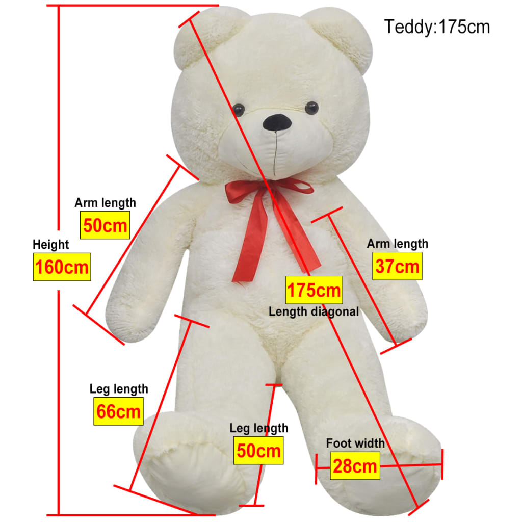 vidaXL XXL Soft Plush Teddy Bear Toy White 160 cm