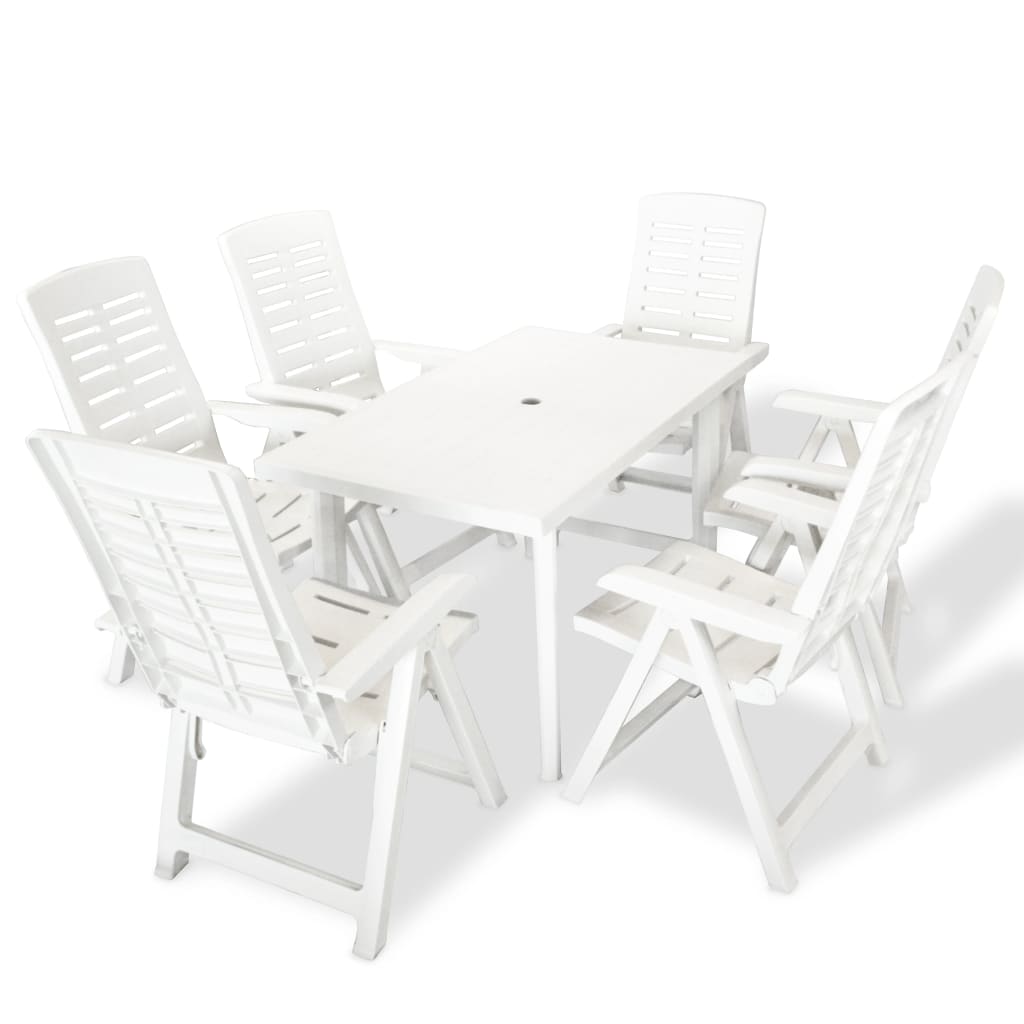 vidaXL Piece Outdoor Dining Set Plastic White