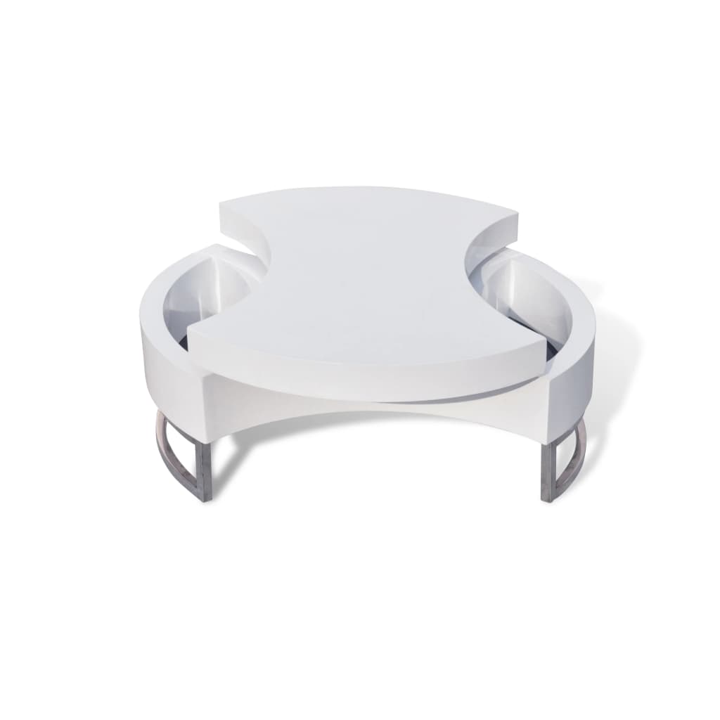 vidaXL Coffee Table Shape-adjustable High Gloss White