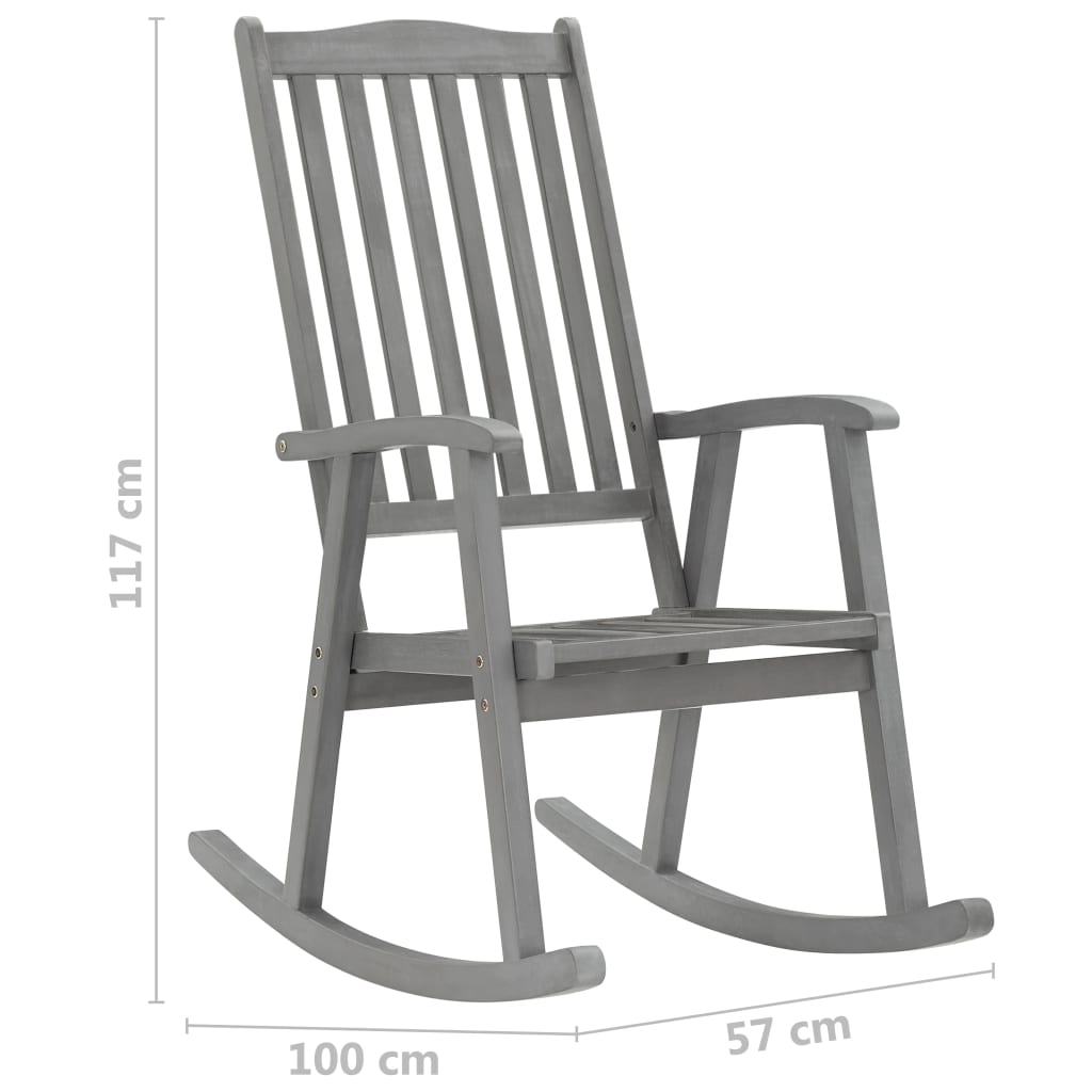 vidaXL Rocking Chair with Cushions Grey Solid Acacia Wood