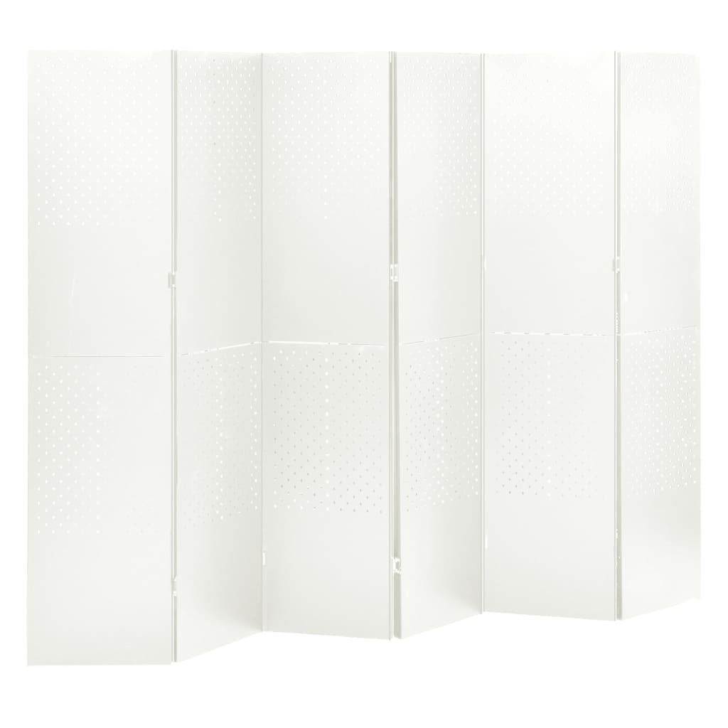 vidaXL 6-Panel Room Divider White 240x180 cm Steel