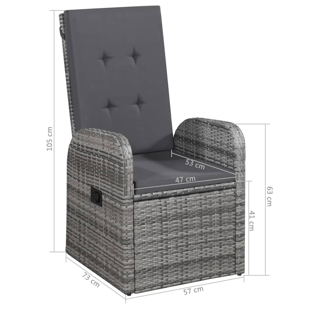 vidaXL Outdoor Chairs 2 pcs with Cushions Poly Rattan Grey