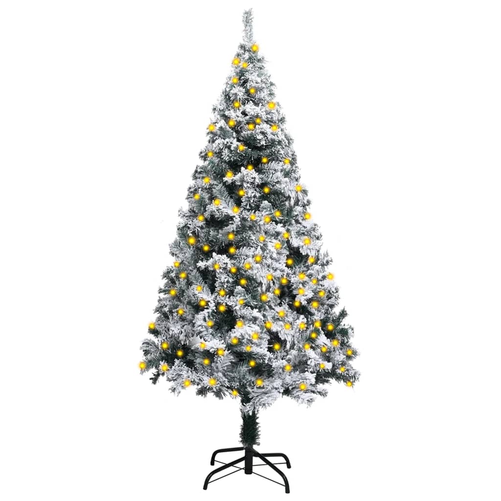 vidaXL Artificial Pre-lit Christmas Tree with Flocked Snow Green 120 cm