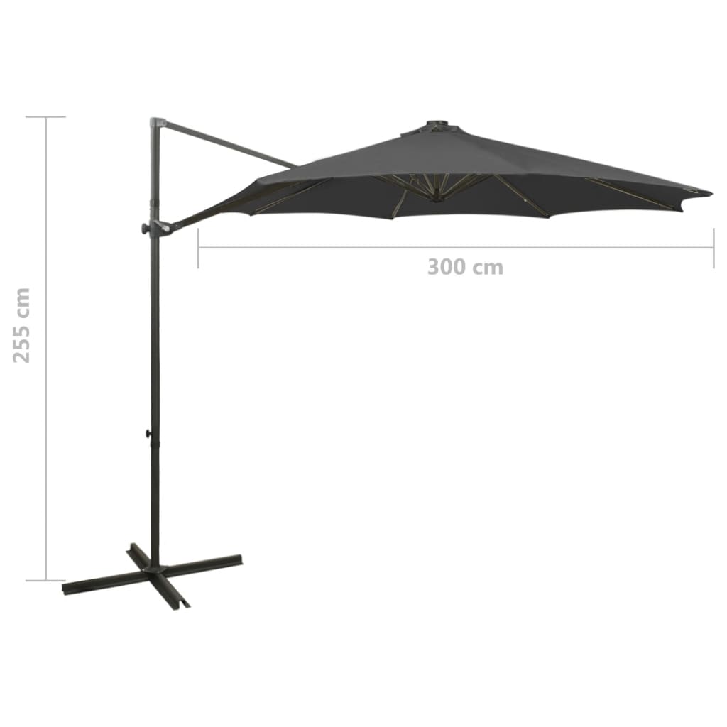 vidaXL Cantilever Umbrella with Pole and LED Lights Anthracite 300 cm